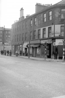 View from NNE showing Cowcaddens Street shops and underground station entrance