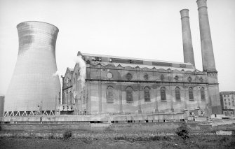 View from ESE showing ENE and SSE fronts with cooling tower