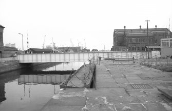 View from ESE showing ESE front of swing bridge at entrance to Albert Dock