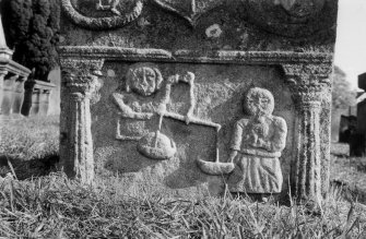 Gravestone of a merchant depicting Father Time, 1733