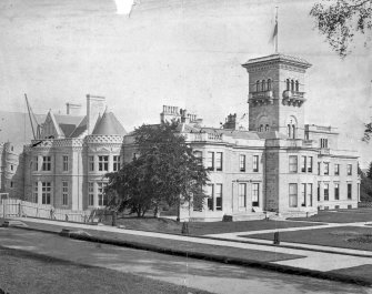 General view, showing construction of G E Street's chapel and library by, 1887.