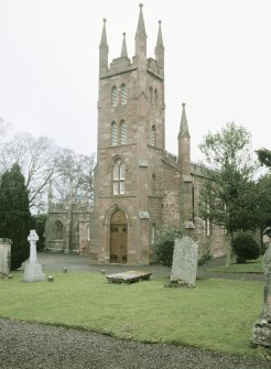 View from SW showing WSW and SSE fronts of tower