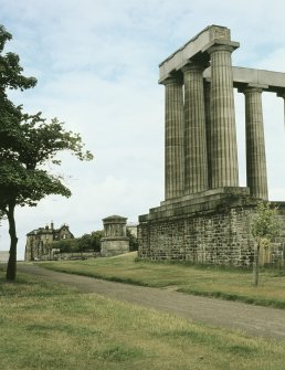 Scanned image of view from ESE showing part of National Monument with Playfair's Monument in background