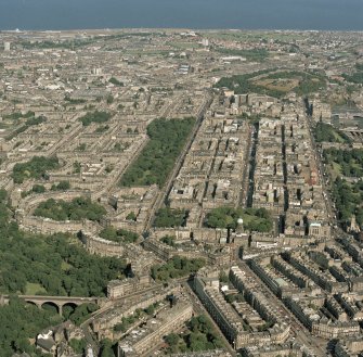Digital image of Edinburgh, oblique aerial view, taken from the WSW, showing the New Town in the centre right of the photograph.