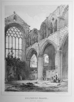 Edinburgh, Holyrood Abbey, Abbey Court House.
Drawing showing ruins.