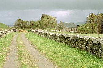 Canna, Coroghon Barn (An Coroghan) and Castle. View from W.
Digital image of C 45245 CN