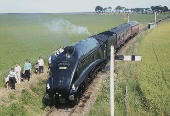 General view showing Gresley Class A4 60009 'Union of South Africa' locomotive on line