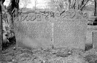 View of gravestoen of L M Piersone and Margaret Moubray.
Digital image of B 42932/5.