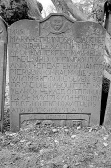 View of gravestone of Margaret Lindsay, 1714.
Digital image of B 42932/3.