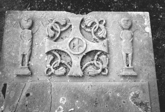 View of gravestone of Mill family, carved withe angels and mouline.
Digital image of AN 5346.