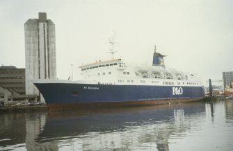 View from NE showing 'St Sunniva' docked at terminal