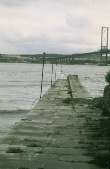 View from NNE looking down pier with part of Forth Road Bridge in background