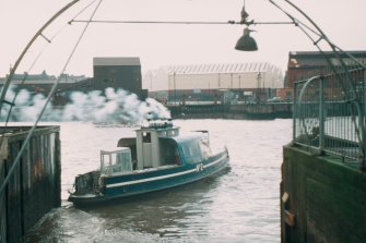 View from NNe showing Finnieston 'Wee' Ferry departing N terminus