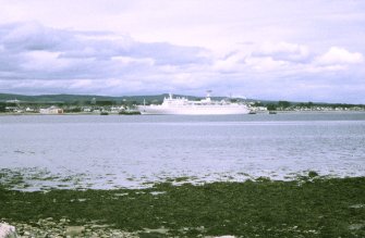 View looking NNE from Inverbreakie pier showing cruise liner 'Maxim Gorky' at Invergordon pier