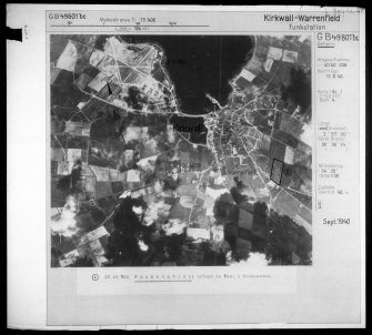 Scanned image of Luftwaffe vertical air photograph of Kirkwall, Hatston Airfield and surrounding area.
