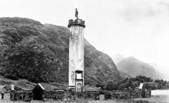Glenfinnan Monument.  General view.  Copy of postcard, dating from c. 1920.
Digital image of D 15456