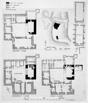 Publication drawing; plans of Crichton Castle and stable. Photographic copy. 
