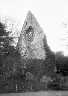Dryburgh Abbey. View of W gable of refectory. Digital image of BW 42.