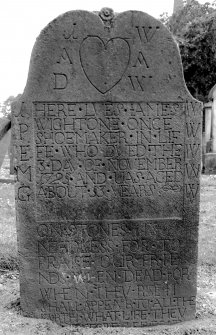 General view of the gravestone of James Wightone, shoemaker, 1725.
Digital image of B 4172/2