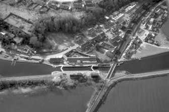 Aerial view showing Clachnaharry Locks, Workshops, Railway Swing Bridge
Digital image of A 36840.