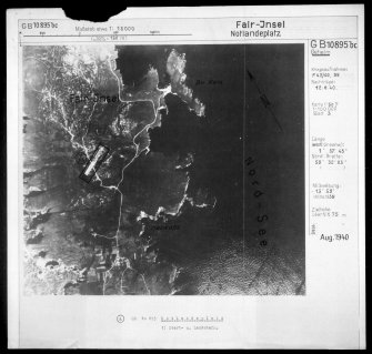 Scanned image of Luftwaffe vertical air photograph of part of Fair Isle showing the airstrip.