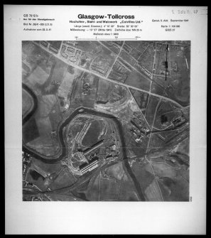 Scanned image of Luftwaffe vertical air photograph of the Clydebridge Steel Works.