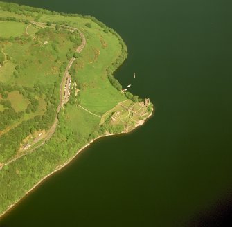 Urquhart Castle, oblique aerial view, taken from the S.
Digital image of C 46919 CN.