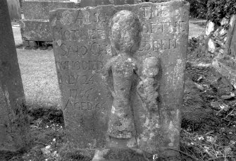 Detail of square gravestone for Grant children 1756 showing mother and child
Digital image of B 4085/20