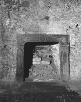 Interior-detail of fireplace in North apartment on Second Floor of North wing