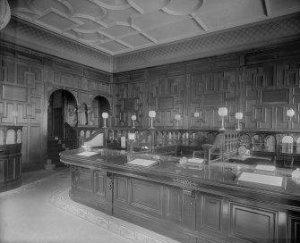 Interior-general view of telling hall of National Bank of Scotland