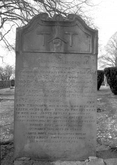 Headstone for John Thomson and Agnes Galloway, 1737.
Digital image of B 4145/7.