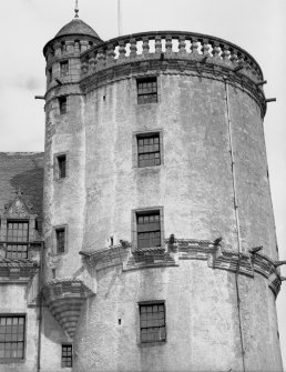 Castle Fraser. View of top of SE tower from S.
Digital image of AB 1331.