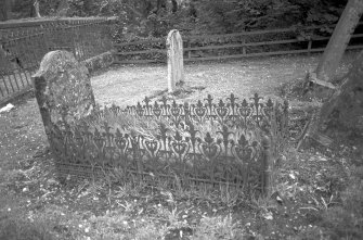 Kilspindie Churchyard.
Detail of grave rails from 19th century.
Digital image of A 7420