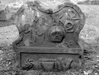 Arngask Old Parish Churchyard
View of West face of JA IK gravestone d.1722.
Digital image of A 7338.