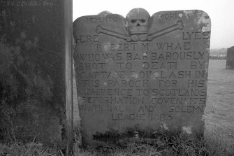 Gravestone for Robert McWhae, 1685.
