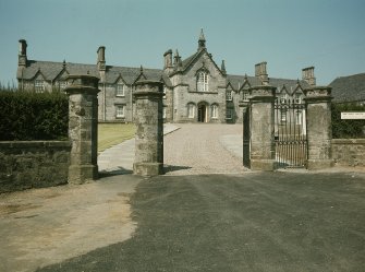 View from SE showing front through gates.