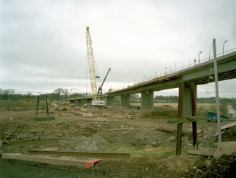 Kelso, Hunter's Bridge. View of bridge under contruction and remains of Chain Bridge.