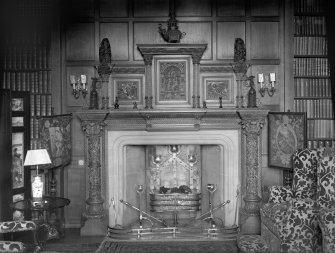 Interior.
View of S library fireplace.