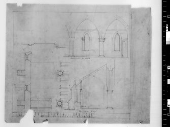 Survey, plan, section and elevation of side aisle.
Scanned image of E 42398.