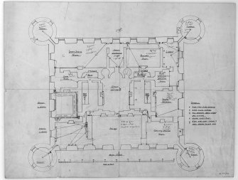 Main floor plan detailing existing electrical layout.  
Scanned image of E 42399.