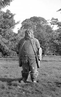 General view of figure of Falstaff in the grounds at Torrance House, East Kilbride.