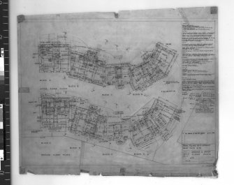 Floor plans of blocks A, B, C and D at Dean Path site.  
Scanned image of E 35731.