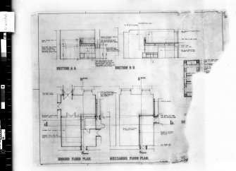 Renovation of South side and South East corner.
Plans and sections of ground and mezzanine floors.  
Scanned image of E 48165.