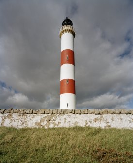 Scanned image of view from SE, with lighthouse compound wall in foreground