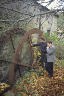 View of waterwheel. 
Copy of 35 mm colour transparency.
