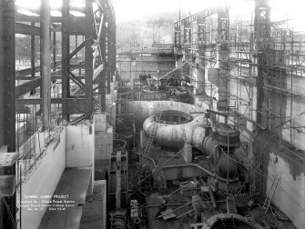 General View of the interior of the Power Station under construction.
Copy of negative, Tummel Valley, Box 870/2, Contract No. 14, Ser. No. 27.