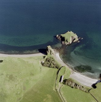 Canna, Coroghan (Coroghon) Castle, Alman and An Coroghan (Coroghon Barn): aerial view of various sites.
