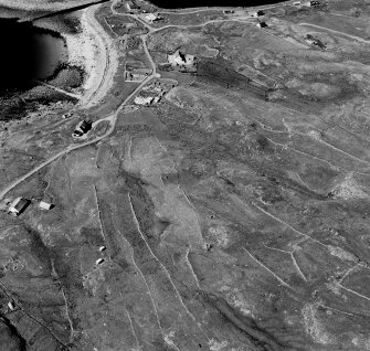 Obligue aerial view of township.