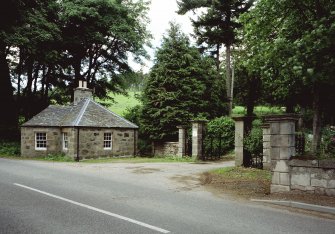 View from SE showing the lodge and gates.