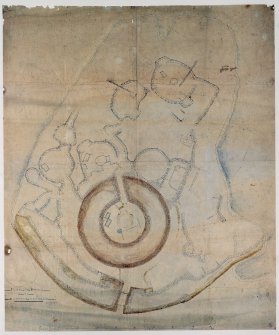Scanned image of a drawing of a broch in plan, entitled: 'Plan of Broch at Nybster, Caithness'.
